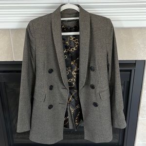 Zara Small Check Double Breast Blazer